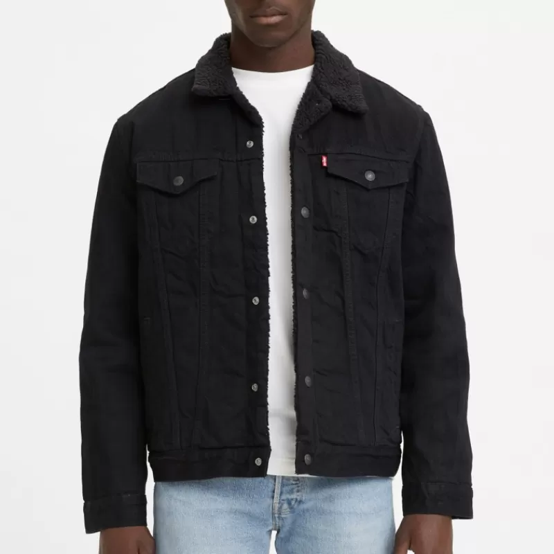 Blouson en jean doublée sherpa Levis homme trucker noir<Levi's ® Best Sale