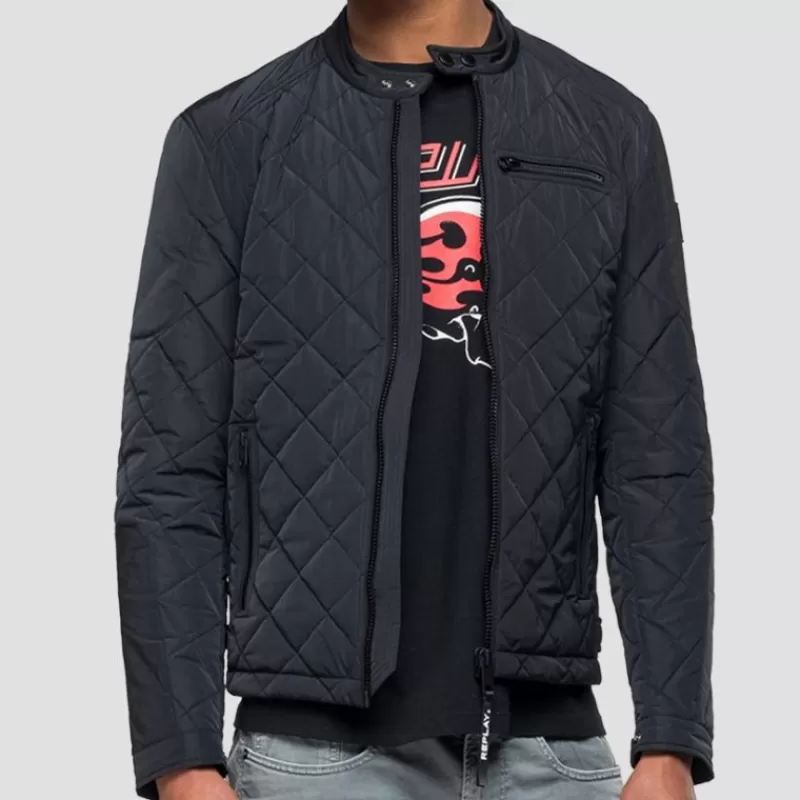 Blouson veste moto noire pour homme<Replay Jeans Fashion