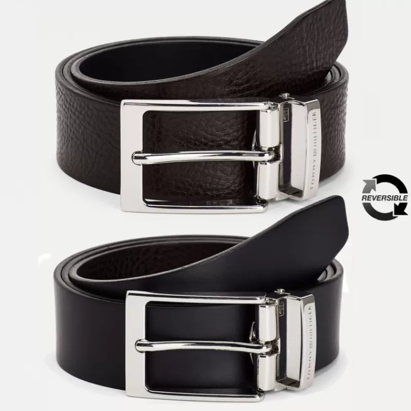 Ceinture reversible Layton cuir noir et marron<Tommy Hilfiger Best