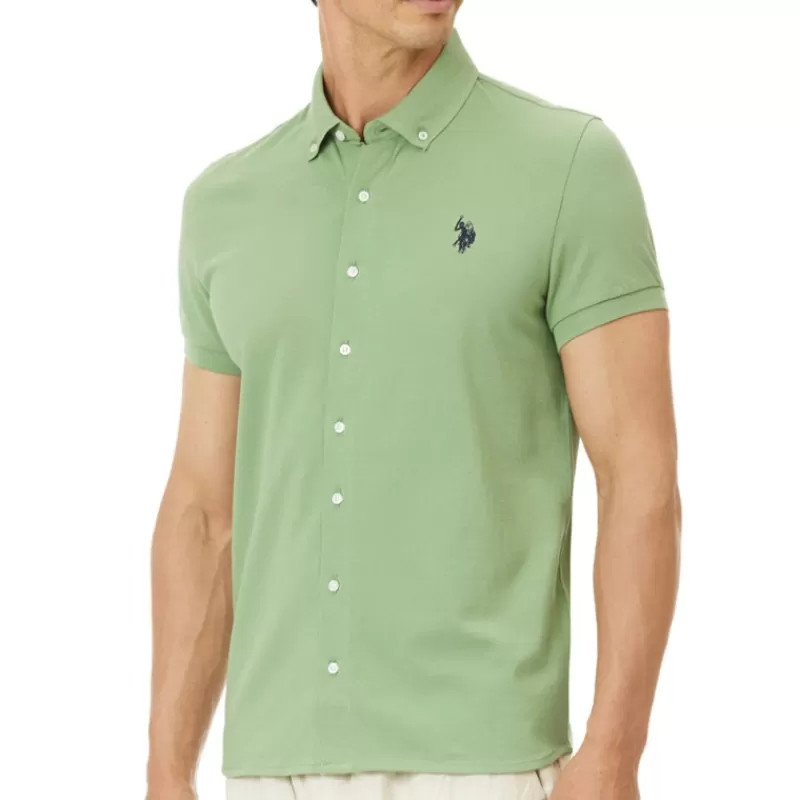 Chemise maille piquée Cosm vert<Us Polo Assn Cheap