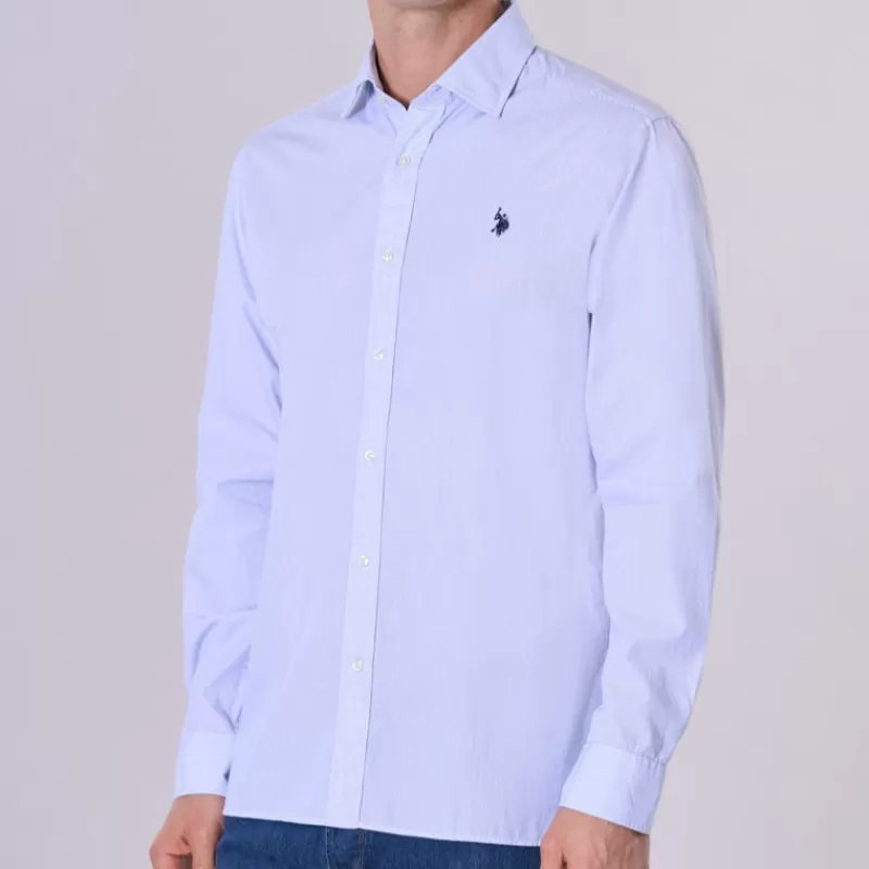 Chemise en coton bleu oxford<Us Polo Assn New