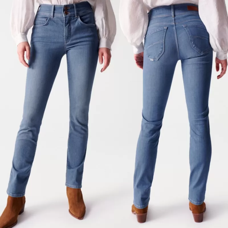 Jeans Salsa femme Secret coupe droite bleu clair<Salsa Jeans Hot