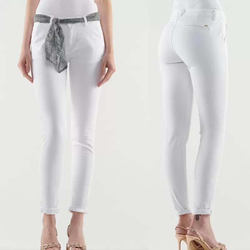 Pantalon chino modèle Lidy blanc<Le Temps Des Cerises Cheap