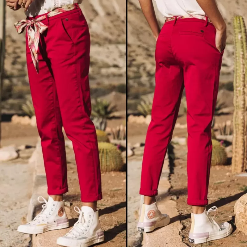 Pantalon femme Claudia Felicita rouge<Freeman T Porter Clearance