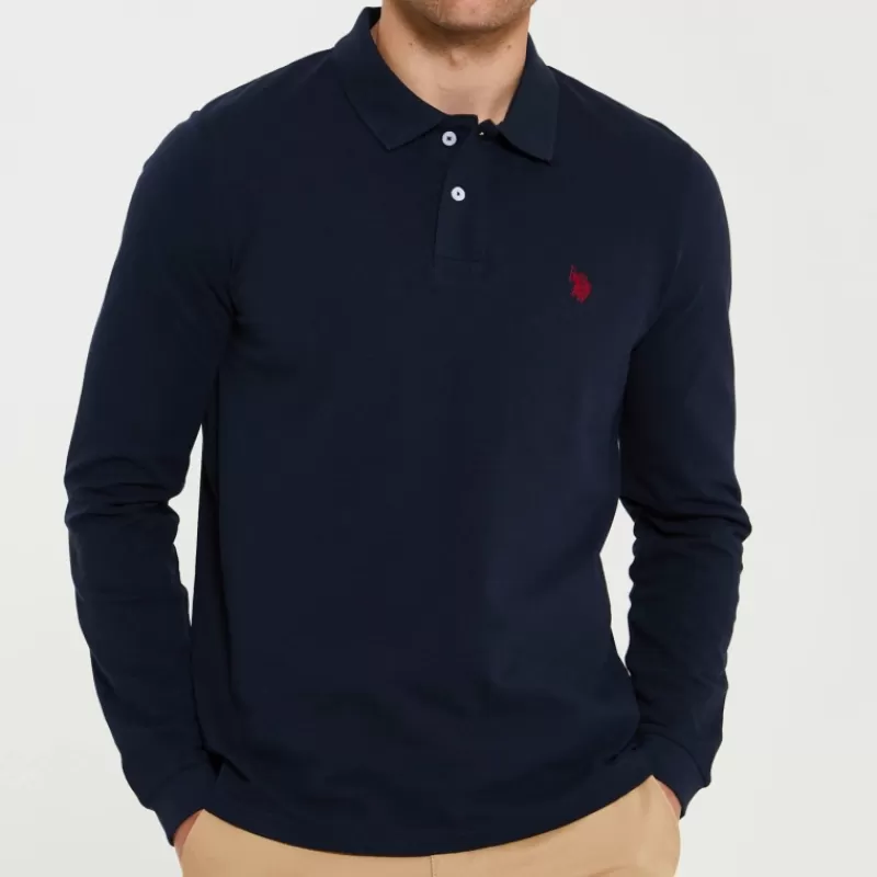 Polo manches longues bleu marine<Us Polo Assn Best