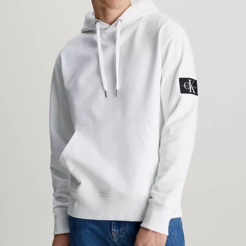 Sweat capuche Calvin Klein Ck Jeans badge hoodie blanc<Calvin Klein Jeans Best