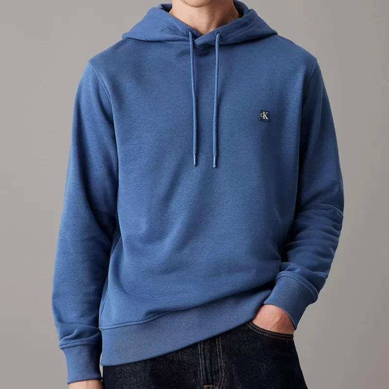 Sweat capuche Calvin Klein Ck Jeans badge hoodie bleu<Calvin Klein Jeans Clearance