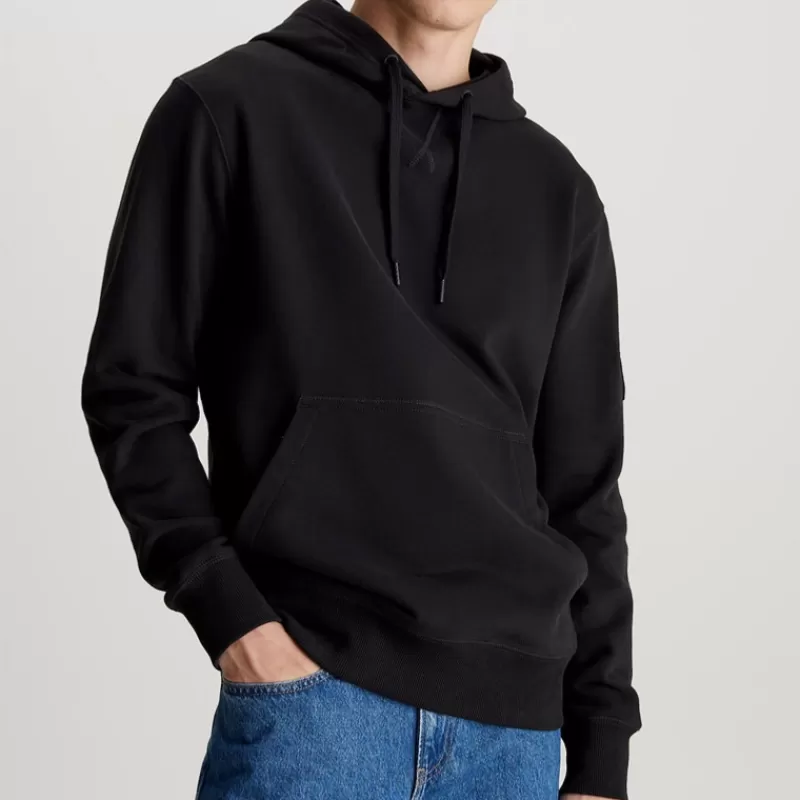 Sweat capuche Calvin Klein Ck Jeans badge hoodie noir<Calvin Klein Jeans Hot