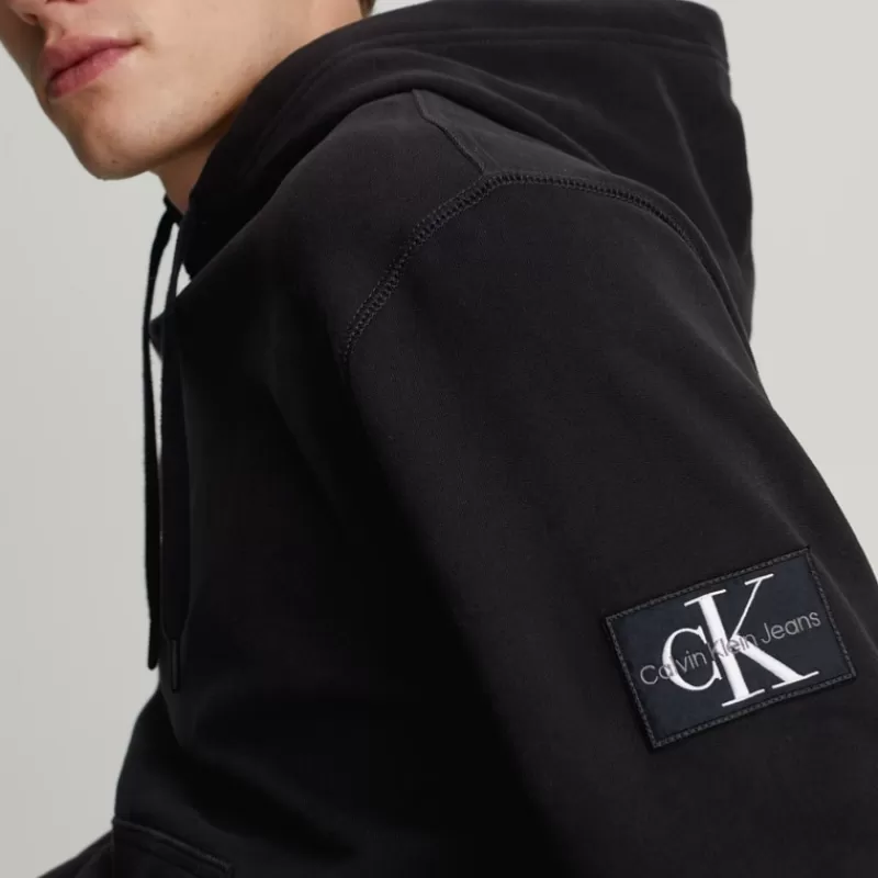 Sweat capuche Calvin Klein Ck Jeans badge hoodie noir<Calvin Klein Jeans Hot