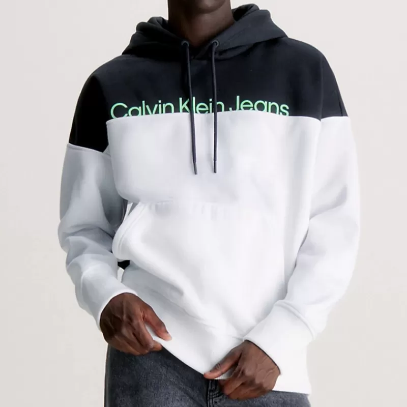 Sweat Hoodie Calvin Klein Ck Jeans blanc et noir<Calvin Klein Jeans Fashion