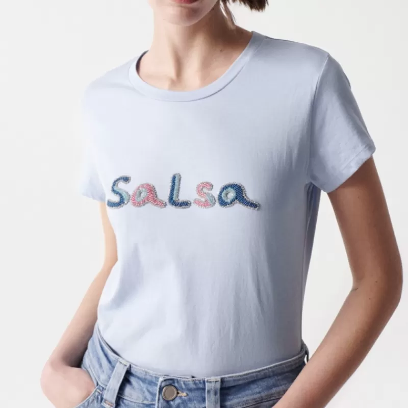 T Shirt bleu pour femme<Salsa Jeans Best Sale