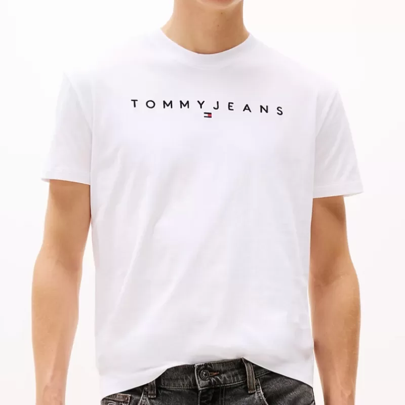 T Shirt Tommy Jeans blanc avec logo brodé<Tommy Hilfiger Fashion