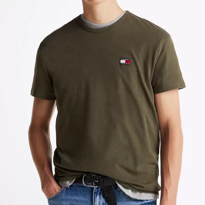 T Shirt Tommy Jeans kaki avec logo badge brodé<Tommy Hilfiger Best